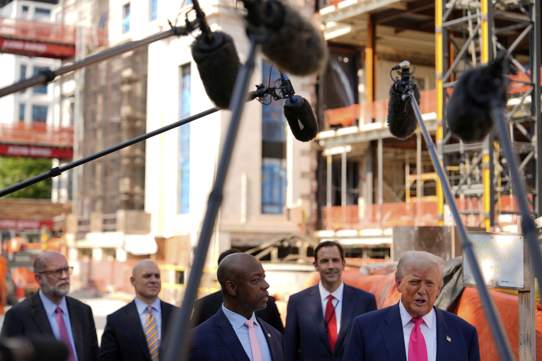 Trump speaks near director of Office of Management and Budget